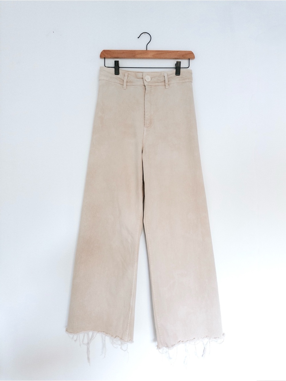 Zara Marine Wide Leg High Waisted Denim Pant Cream - Size 6 / Size 28